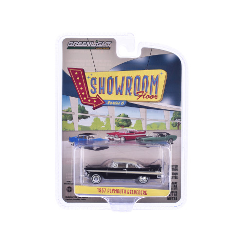 1957 Plymouth Belvedere Jet Black with Sand Dune White Top and Stripes 