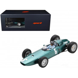 BRM P57 #6 Graham Hill Winner F1 Formula One Monaco GP (1963) with Driver Figure and Acrylic Display Case 1/18 Model Car by Spark