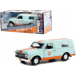 1968 Chevrolet C-10 Pickup Truck Light Blue with Orange Stripes with Camper Shell 