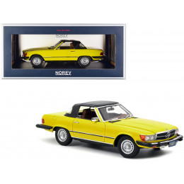 1979 Mercedes-Benz 450 SL Cabriolet (US Version) Yellow with Black Stripes 1/18 Diecast Model Car by Norev