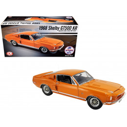 1968 Shelby GT500 KR Orange Metallic (WT Color Code 5107) with White Stripes Limited Edition to 348 pieces Worldwide 1/18 Diecast Model Car by ACME
