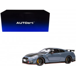 2022 Nissan GT-R (R35) Nismo Special Edition RHD (Right Hand Drive) Nismo Stealth Gray with Carbon Hood and Top 1/18 Model Car by Autoart
