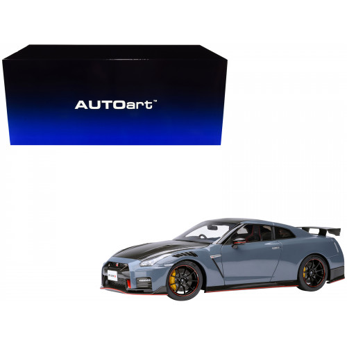 2022 Nissan GT-R (R35) Nismo Special Edition RHD (Right Hand Drive) Nismo Stealth Gray with Carbon Hood and Top 1/18 Model Car by Autoart