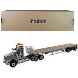 International HX520 Tandem Tractor Light Gray with 53' Flat Bed Trailer 
