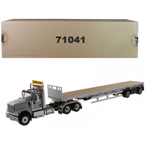 International HX520 Tandem Tractor Light Gray with 53' Flat Bed Trailer 