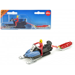 Snow Mobile Blue with Rescue Sledge and 2 Figures Diecast Model by Siku