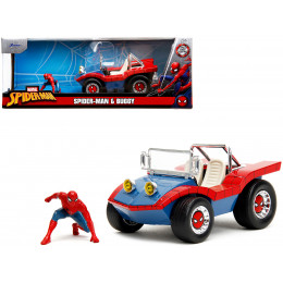 Dune Buggy Red and Blue with Graphics and Spider-Man Diecast Figure 