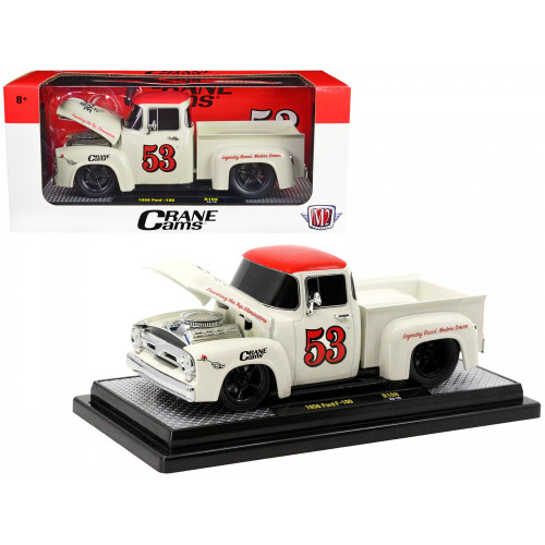 1956 Ford F-100 Pickup Truck Wimbledon White with Red Top 