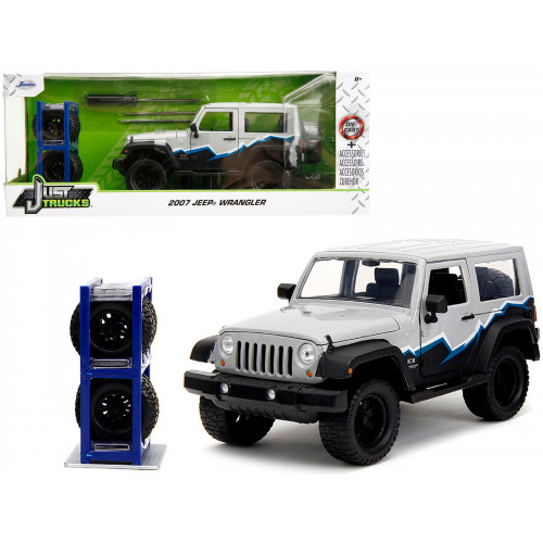 2007 Jeep Wrangler Gray and Black with Blue and White Stripes with Extra Wheels 