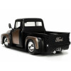 1956 Ford F-100 Pickup Truck Matt Black and Champagne with Flames with Extra Wheels