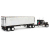 Peterbilt 359 with 36” Flat Top Sleeper and 40’ Vintage Refrigerated Trailer Black with Chrome 1/64 Diecast Model by DCP/First Gear