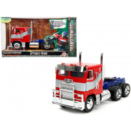 Optimus Prime Tractor Truck Red and Blue with Silver Stripes 