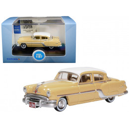1954 Pontiac Chieftain 4 Door Maize Yellow with Winter White Top 1/87 (HO) Scale Diecast Model Car by Oxford Diecast