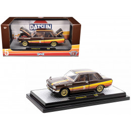 1970 Datsun 510 #5 Brown Metallic with Stripes Limited Edition to 4250 pieces Worldwide 1/24 Diecast Model Car by M2 Machines