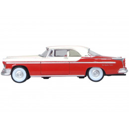 1955 Chrysler New Yorker Deluxe St. Regis Tango Red and Platinum Metallic 1/87 (HO) Scale Diecast Model Car by Oxford Diecast