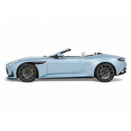 2023 Aston Martin DB12 Volante Caribbean Blue Pearl with White Interior 1/18 Model Car by GT Spirit