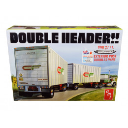 Skill 3 Model Kit Trailmobile Double Header Tandem Van Trailers 1/25 Scale Model by AMT