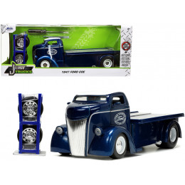 1947 Ford COE Flatbed Truck Dark Blue Metallic with White Top 