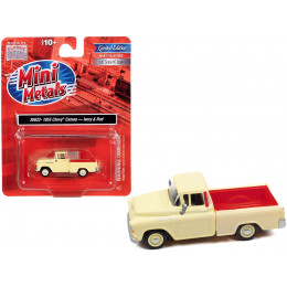 1955 Chevrolet Cameo Pickup Truck Ivory and Red 1/87 (HO) Scale Model Car by Classic Metal Works