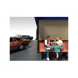 Sitting Couple Adam and Kristan 2 piece Figurine Set for 1/24 Scale Models by American Diorama