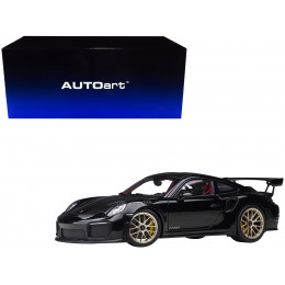 Porsche 911 (991.2) GT2 RS Weissach Package Black with Carbon Stripes 1/18 Model Car by Autoart