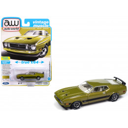 1973 Ford Mustang Mach 1 Bright Green Gold Metallic with Black Stripes 