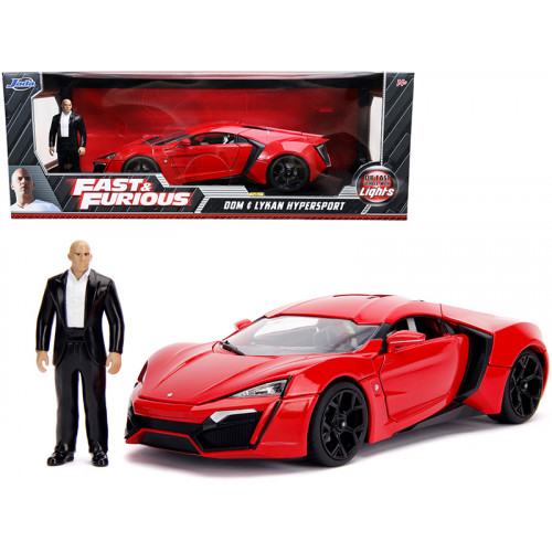 Lykan Hypersport Red with Lights and Dom Figurine 