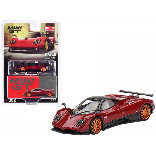 Pagani Zonda F Rosso Dubai Red Metallic with Black Top Limited Edition to 3000 pieces Worldwide 1/64 Diecast Model Car by Mini GT