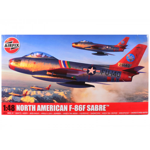 Level 2 Model Kit North American F-86F Sabre Aircraft with 2 Scheme Options 1/48 Plastic Model Kit by Airfix