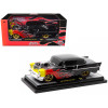 1957 Chevrolet 150 Sedan Black with Flames Graphics Limited Edition to 4250 pieces Worldwide 1/24 Diecast Model Car by M2 Machines