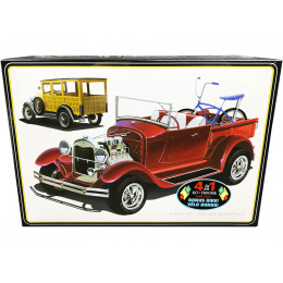 Skill 2 Model Kit 1929 Ford Woody Pickup 4-in-1 Kit with Bike 1/25 Scale Model by AMT