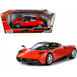 Pagani Huayra Bright Red with Chrome Wheels 1/24 Diecast Model Car by Motormax