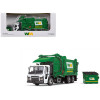 Mack LR Garbage Truck with McNeilus Meridian Front Load Refuse Body White and Green with Refuse Bin 