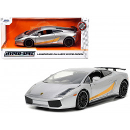 Lamborghini Gallardo Superleggera Silver Metallic with Yellow Stripes 