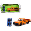 1972 Chevrolet Cheyenne Pickup Truck Orange with Black Stripes and Extra Wheels