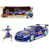 1993 Mazda RX-7 Candy Blue Metallic with Graphics and Chun-Li Diecast Figure