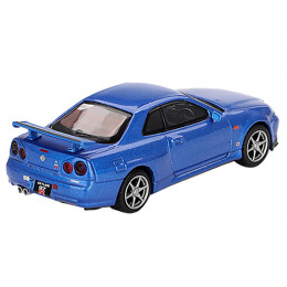Nissan Skyline GT-R (R34) V-Spec RHD (Right Hand Drive) Bayside Blue Metallic Limited Edition 1/64 Diecast Model Car by Mini GT