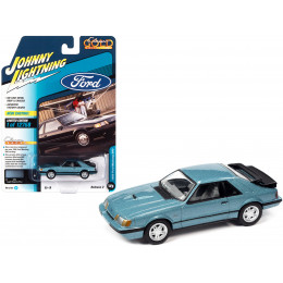 1986 Ford Mustang SVO Light Regatta Blue Metallic with Black Stripes 