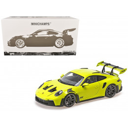 2024 Porsche 911 GT3 RS Acid Green with Carbon Top and Hood Stripes Limited Edition to 400 pieces Worldwide 1/18 Diecast Model Car by Minichamps