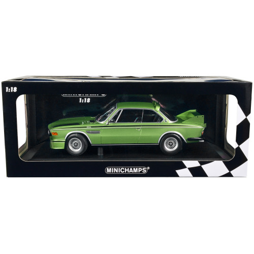 1973 BMW 3.0 CSL Green Metallic with Black Stripes Limited Edition to 450 pieces Worldwide 1/18 Diecast Model Car by Minichamps