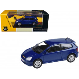 2001 Honda Civic Type R EP3 Vivid Blue Pearl Metallic 1/64 Diecast Model Car by Paragon Models