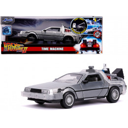 DeLorean Brushed Metal Time Machine with Lights (Flying Version) 