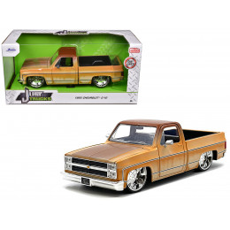 1985 Chevrolet C-10 Pickup Truck Yellow with Brown Top (Rusted) and JD3 Wheels 