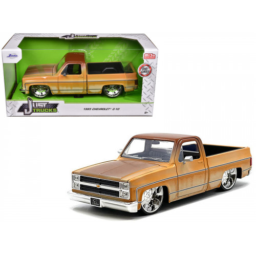 1985 Chevrolet C-10 Pickup Truck Yellow with Brown Top (Rusted) and JD3 Wheels 