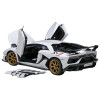 Lamborghini Aventador SVJ Bianco Asopo Pearl White with Gold Wheels 1/18 Model Car by Autoart