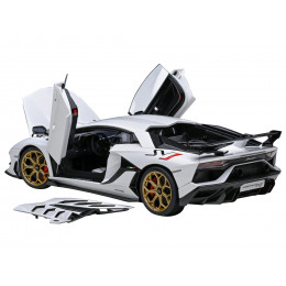 Lamborghini Aventador SVJ Bianco Asopo Pearl White with Gold Wheels 1/18 Model Car by Autoart