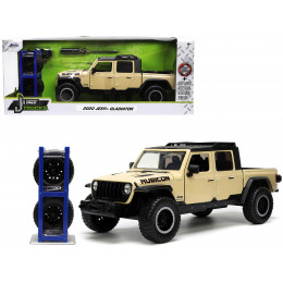 2020 Jeep Gladiator Rubicon Pickup Truck Cream with Roof Rack with Extra Wheels 