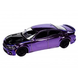2021 Dodge Charger SRT Hellcat Redeye Purple Chrome with Black Hood Limited Edition to 2496 pieces Worldwide 1/64 Diecast Model Car by Auto World