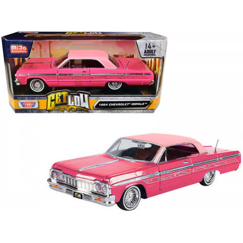 1964 Chevrolet Impala Lowrider Hard Top Pink with Graphics and Light Pink Top 