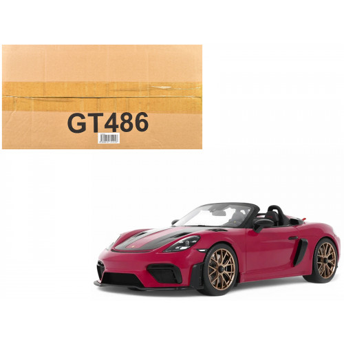 2023 Porsche 718 Spyder RS Purple with Carbon Stripes 1/18 Model Car by GT Spirit